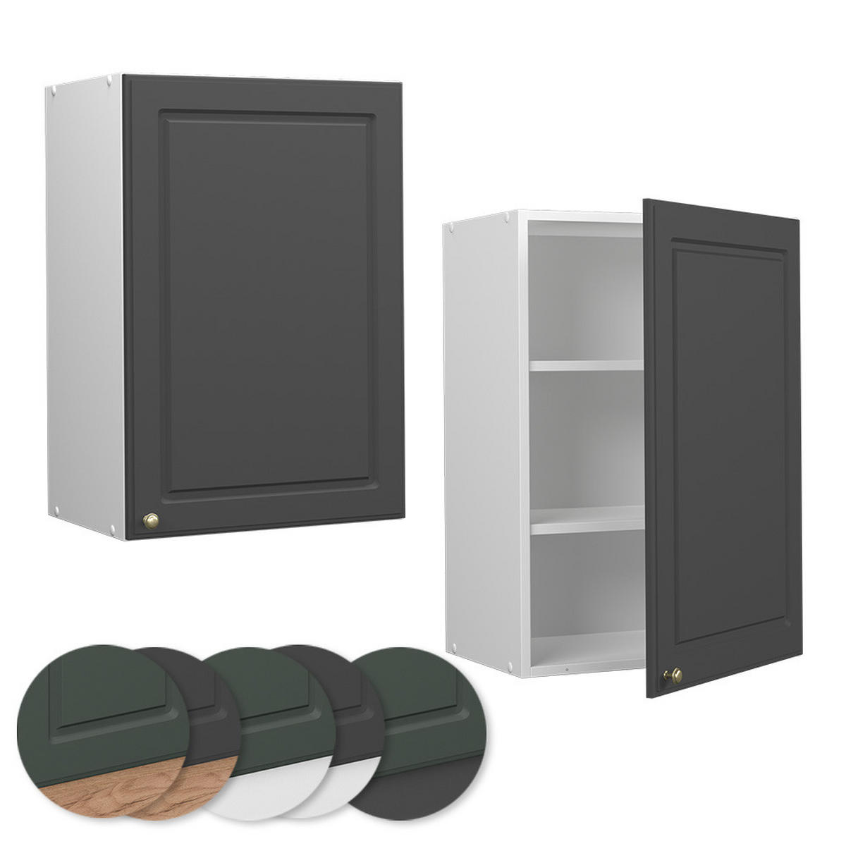 HÄNGESCHRANK Fame-Line Anthrazit-Gold 50 cm - Anthrazit/Weiß, Holzwerkstoff (50/72/34.1cm) - Vicco
