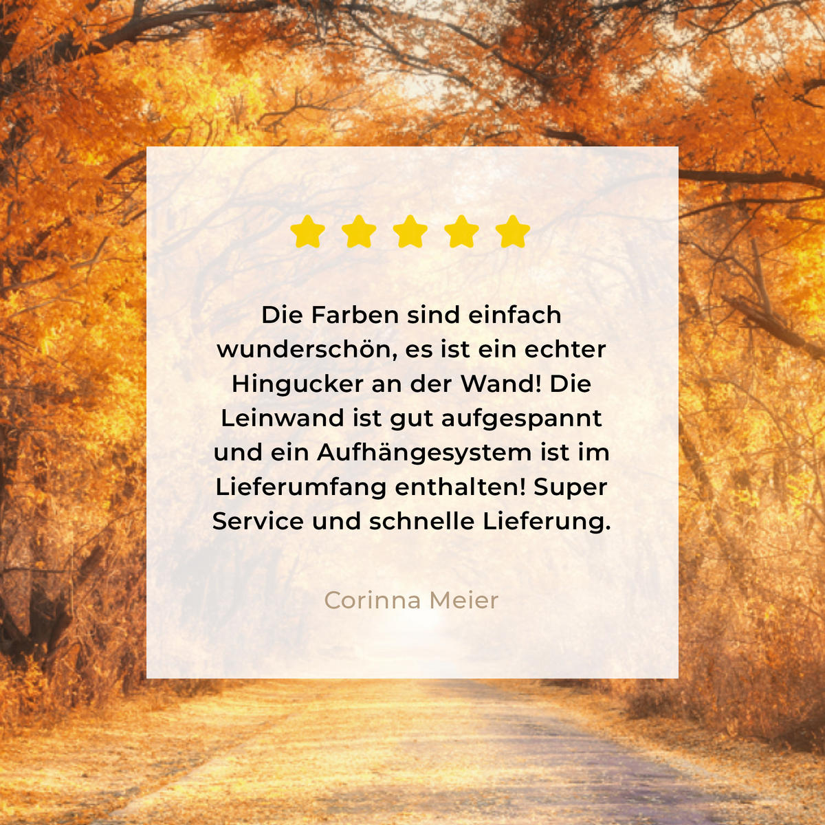 LEINWANDBILD Wald - Herbst - Bäume - Waldweg - Natur Wandbilder 80x60 cm - Bernsteinfarben, Textil (80/60cm) - MuchoWow