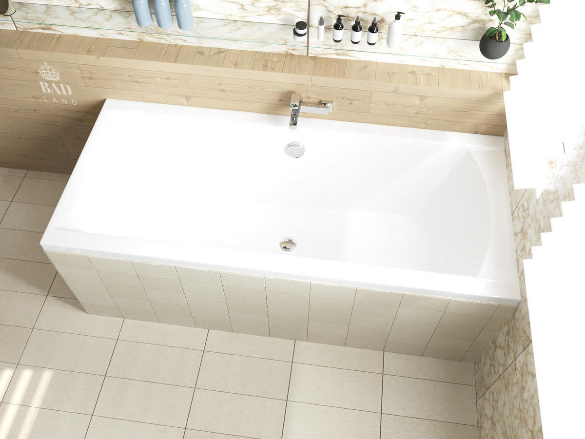 BADEWANNE Rechteck INES 180/80 Ablauf & Füße - Weiß, Kunststoff (80/62/180cm) - bad land