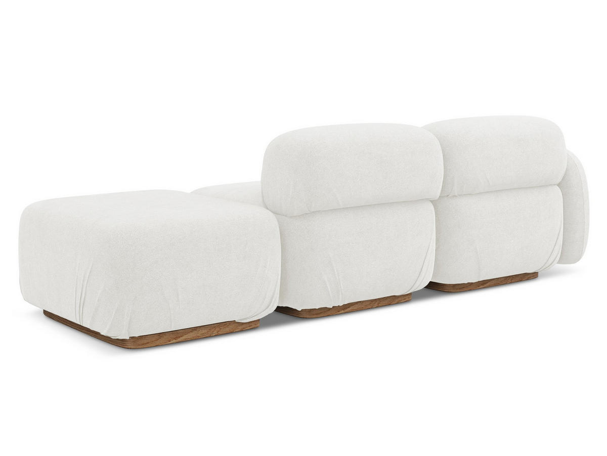 3-SITZER SOFA Rechts Bouclé Stoff Weiß - Weiß/Braun, Holz/Textil (258/73/95cm) - Makamii
