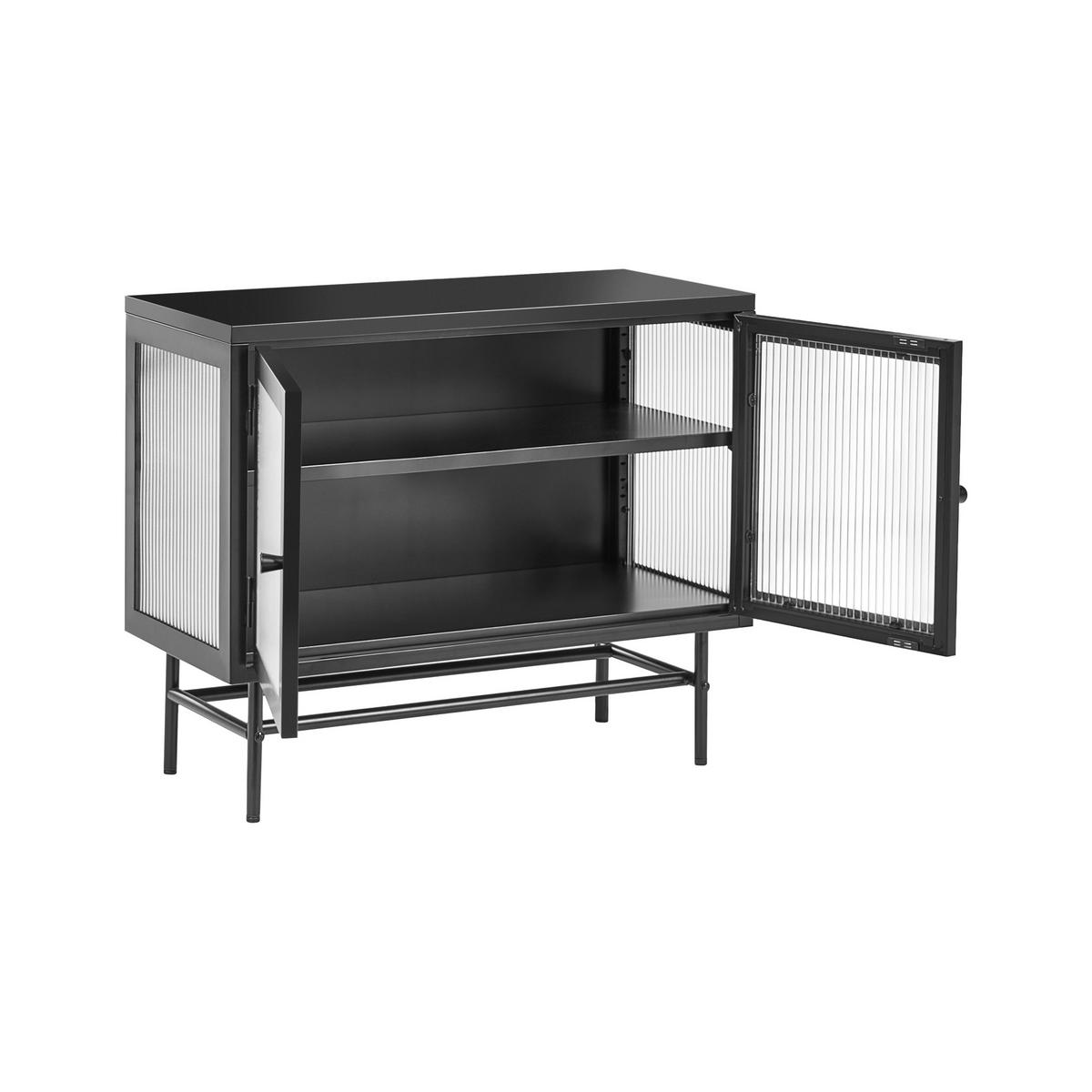 SIDEBOARD mit Glastüren Metall 77 cm Schwarz Devon - Schwarz, Metall (77/64/35cm) - Beliani