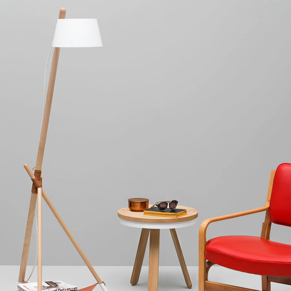 BEISTELLTISCH Batea S mit Tablett - Eichefarben/Weiß, Holz (42/42/42cm) - Woodendot