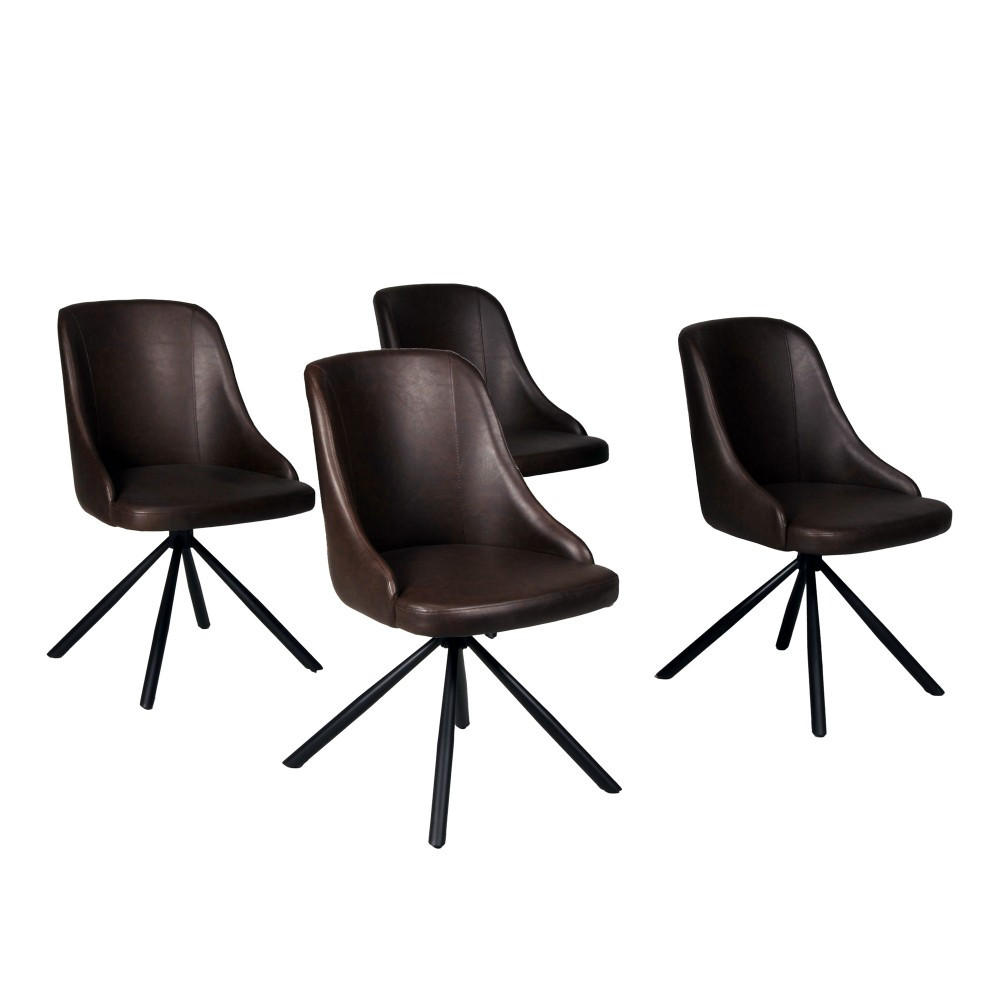 STÜHLE 4-Set Drehstühlen HORIZON/ Braun - Schwarz/Braun, Metall (50/85/60cm) - Weber Industries