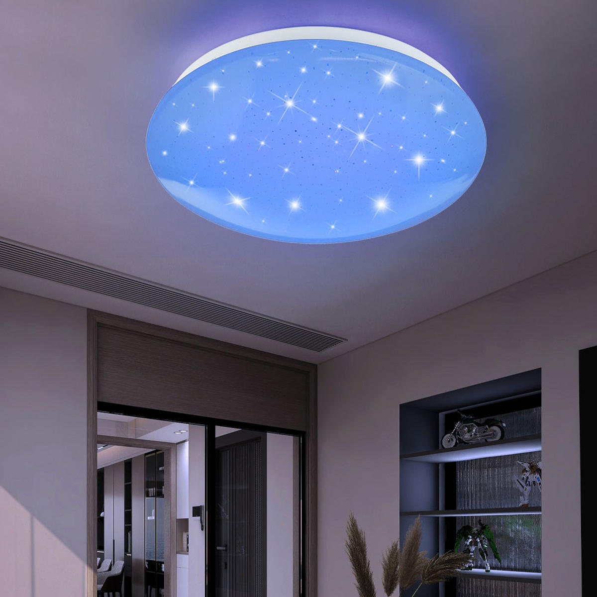 LED DECKENLEUCHTE Weiß RGB Fernbedienung - Weiß, Metall (29/29/9cm) - Globo Lighting
