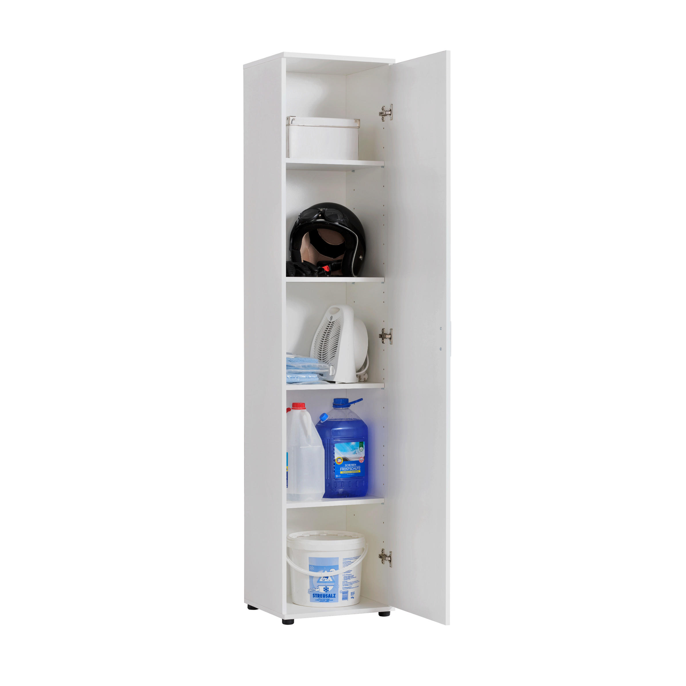 MEHRZWECKSCHRANK mit 1 Tür & 4 Einlegeböden in weiß - Weiß, Holz (35/184/40cm) - Home Collective