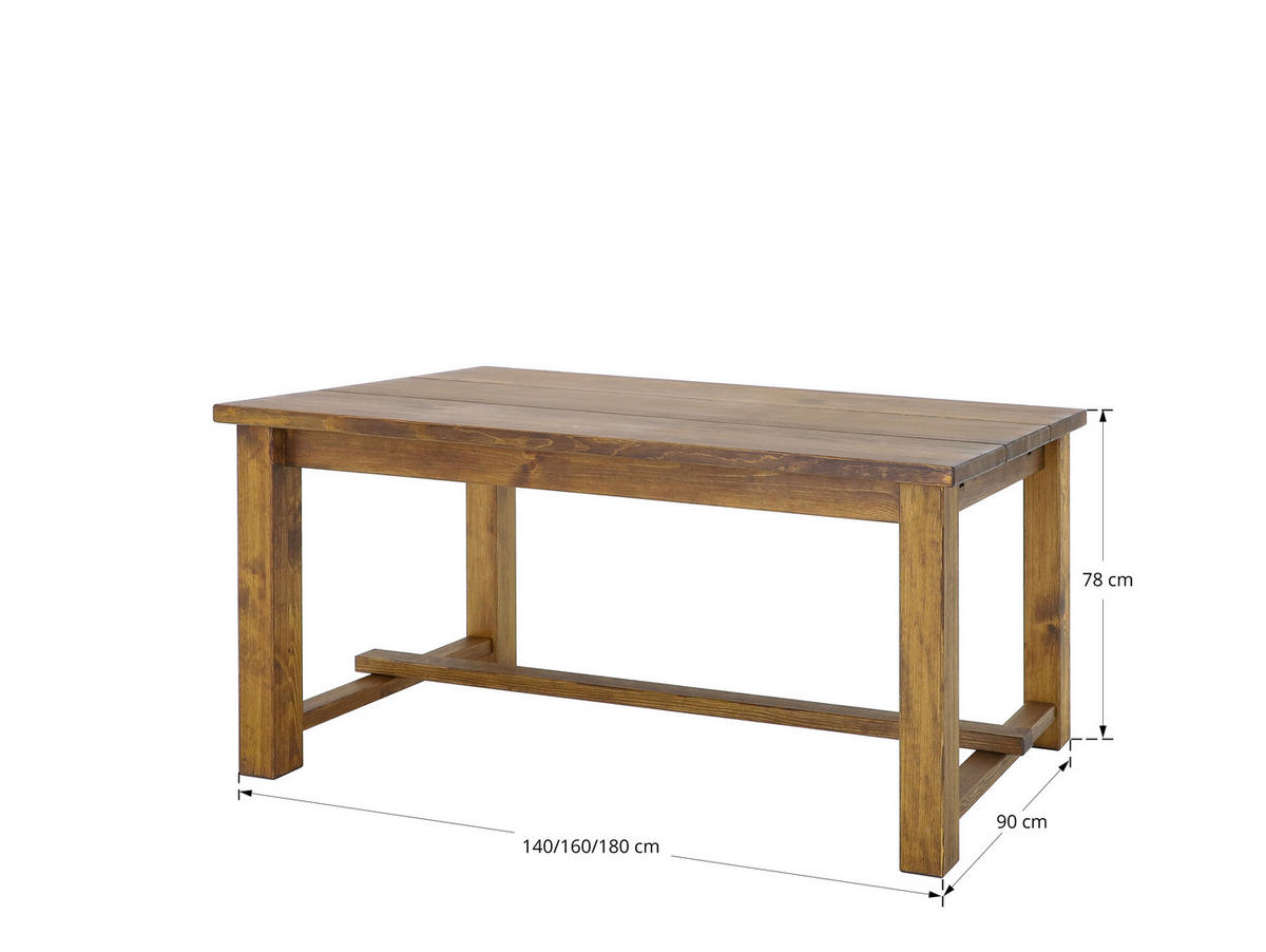 ESSTISCH aus Massivholz 180 cm Rustyk 3 - Dunkelbraun, Holz (180/90/78cm) - Seart
