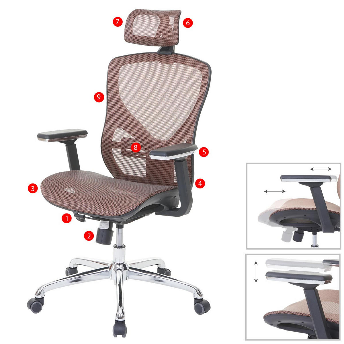 BÜROSTUHL Orange, Orange - Orange, Textil (63/126/60cm) - MCW