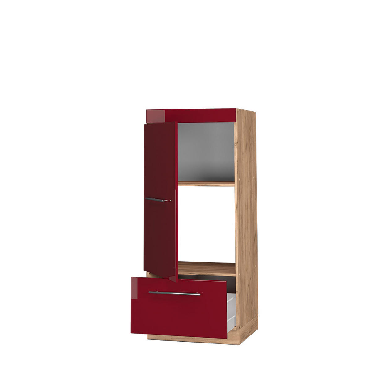 MIKROWELLENSCHRANK Fame-Line Bordeaux Hochglanz 60 cm - Honigeiche/Bordeaux, Holzwerkstoff (60/153.6/58.1cm) - Vicco