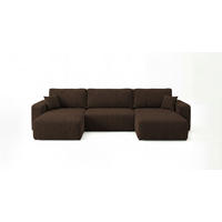 SEDACÍ souprava BERLIN tvar U hnědá manšestr Poso 6 - funkce spaní, úložný prostor - hnědá, textil (385/86/185cm) - Cornero