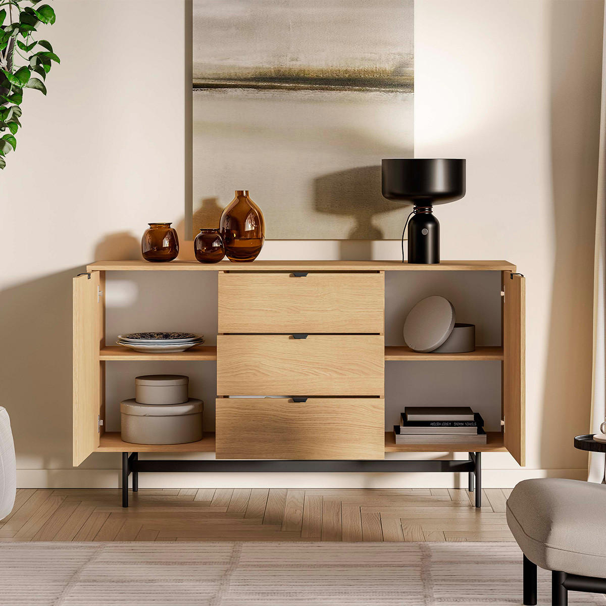 SIDEBOARD Nila Dřevo - hnědá, kompozitní dřevo (150/85/40cm) - Petits-meubles