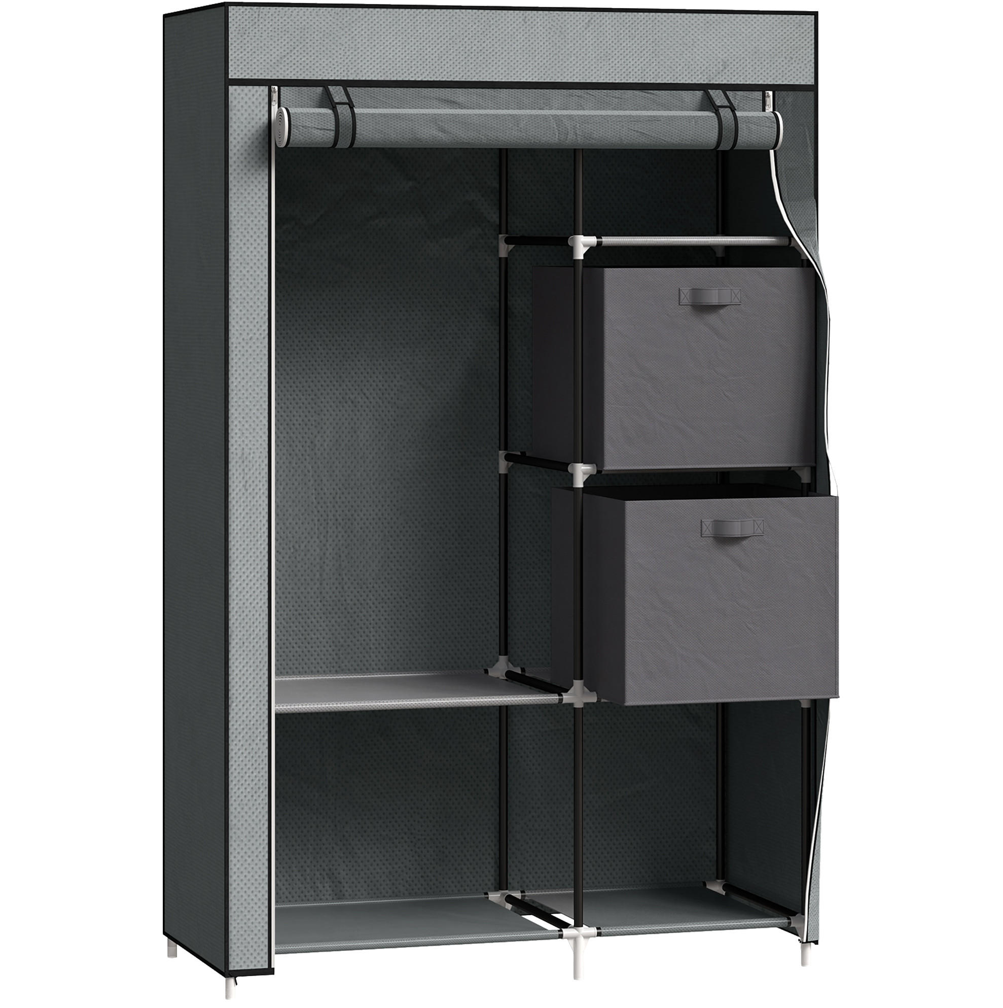 KLEIDERSCHRANK 102/42,5/162,5 cm in Dunkelgrau mit Kleiderstange und 6 Fächern - Dunkelgrau, Metall (102/162.5/42.5cm) - BEAOK