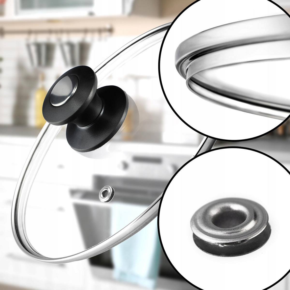 DECKEL mit Griff, 14 cm, 1 Stück - Transparent, Glas/Kunststoff (14cm) - KADAX