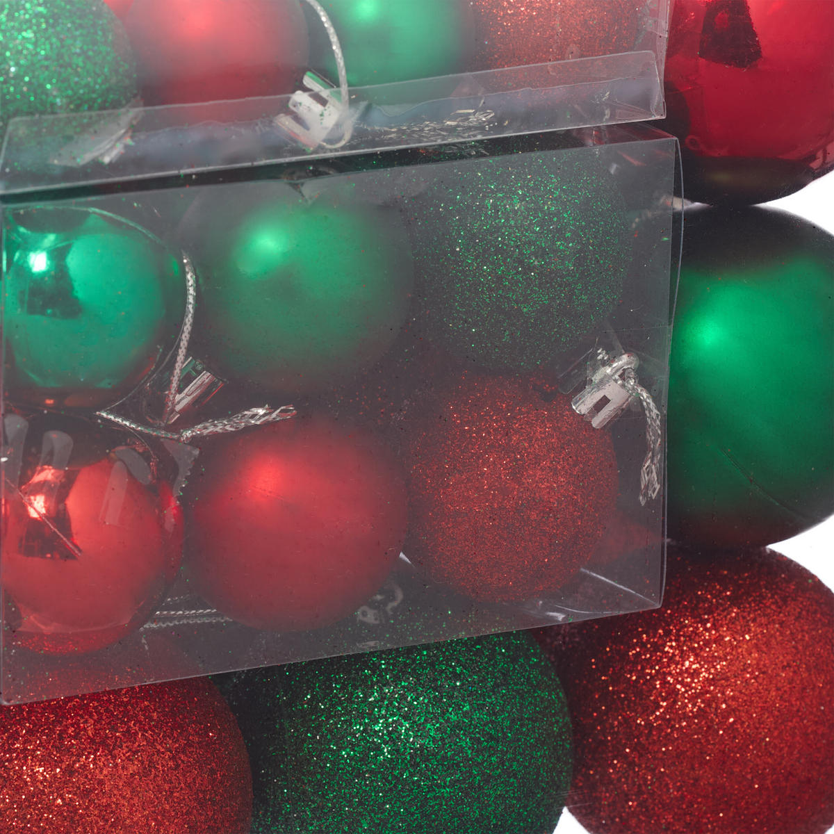 WEIHNACHTSKUGELN Grün Rot 50-Kugeln-Set - Multicolor, Kunststoff (6/7/6cm) - Relaxdays