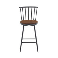 BARHOCKER 2er-Set Braun im Windsor-Stil mit PU-Leder und Rückenlehne - Braun, Leder (39/96/39cm) - PANGIVO