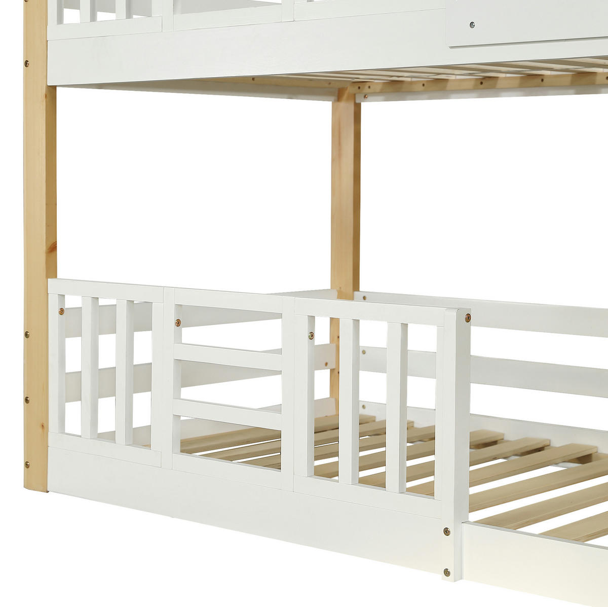 DOMČEKOVÁ posteľ, 90/200 cm, masívne drevo a MDF biela/prírodná, s úložnými schodmi - biela, drevo (90/200cm) - BEAOK