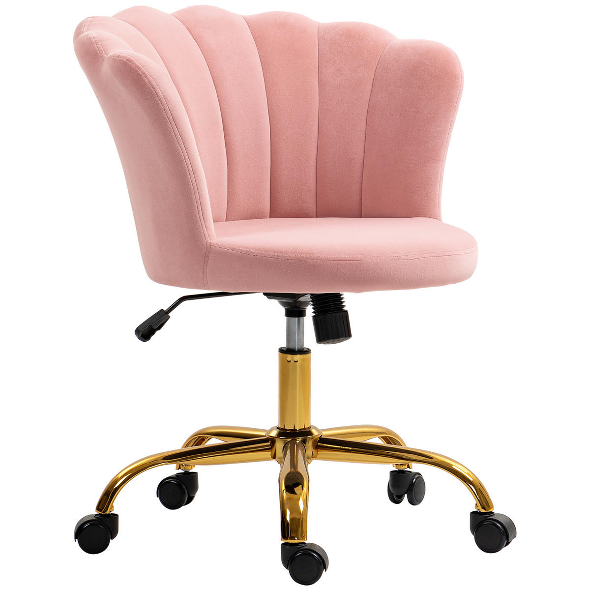 DREHSTUHL DE-11750 höhenverstellbar Teddy-Plüsch Creme - Pink, Textil (64/90/69cm) - ComfortXL
