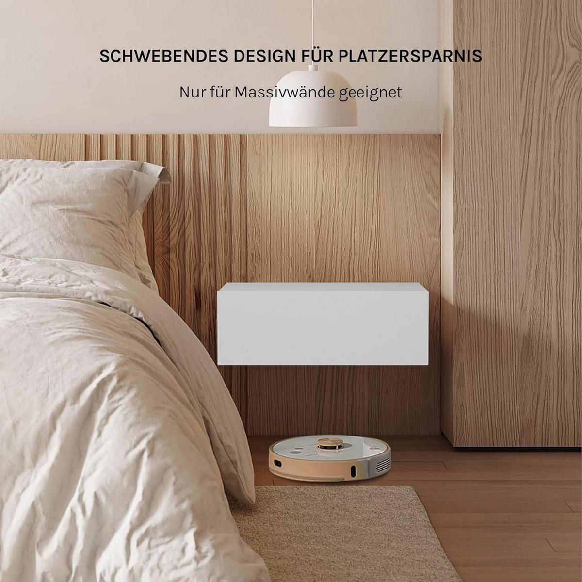 NACHTTISCH 2er Set hängend, mit Schublade, 40x30x14 cm, Weiß - Weiß, Holzwerkstoff (40/14/30cm) - Woltu