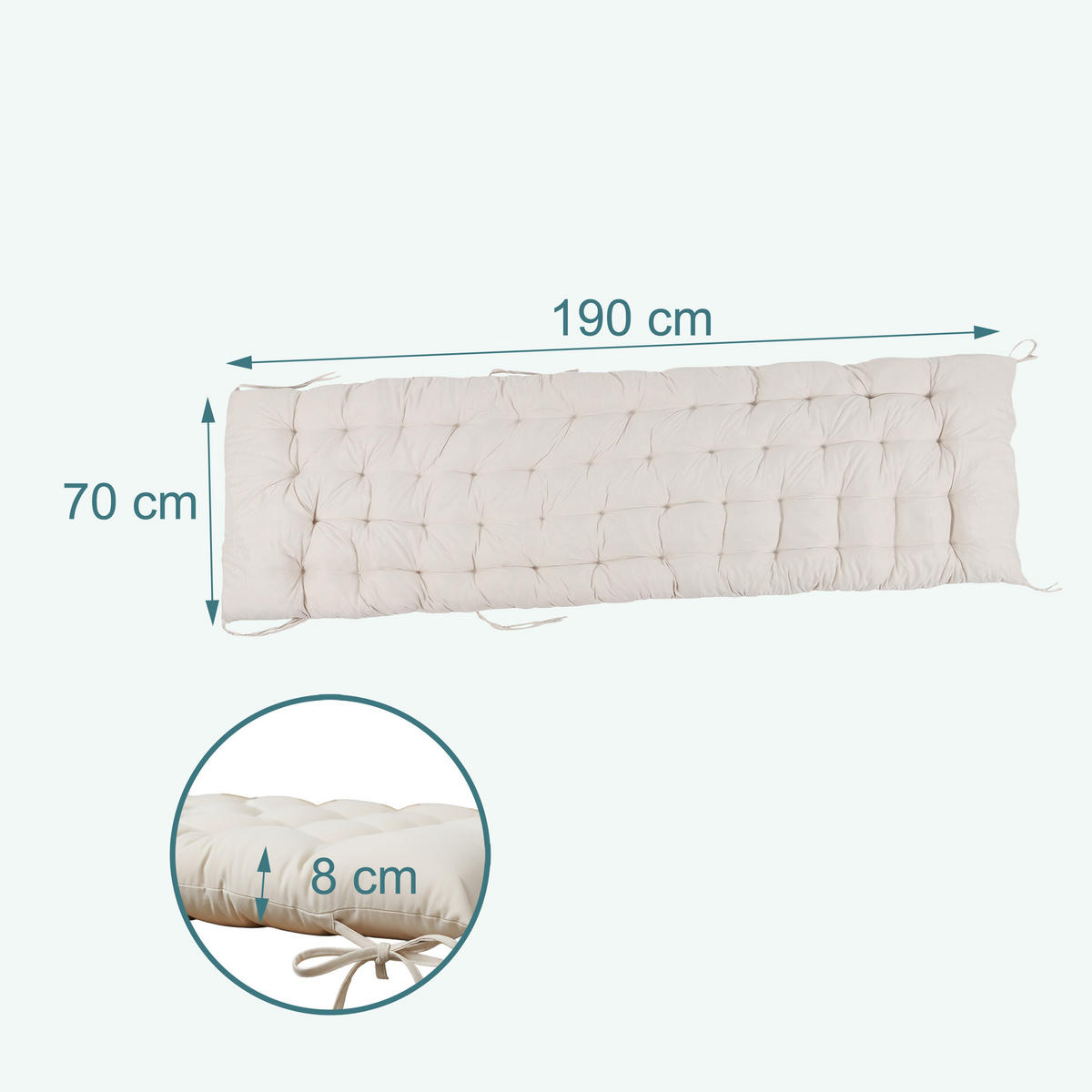 LAVIČKOVÝ sedák - béžová, textil/plast (70/8/190cm) - Relaxdays