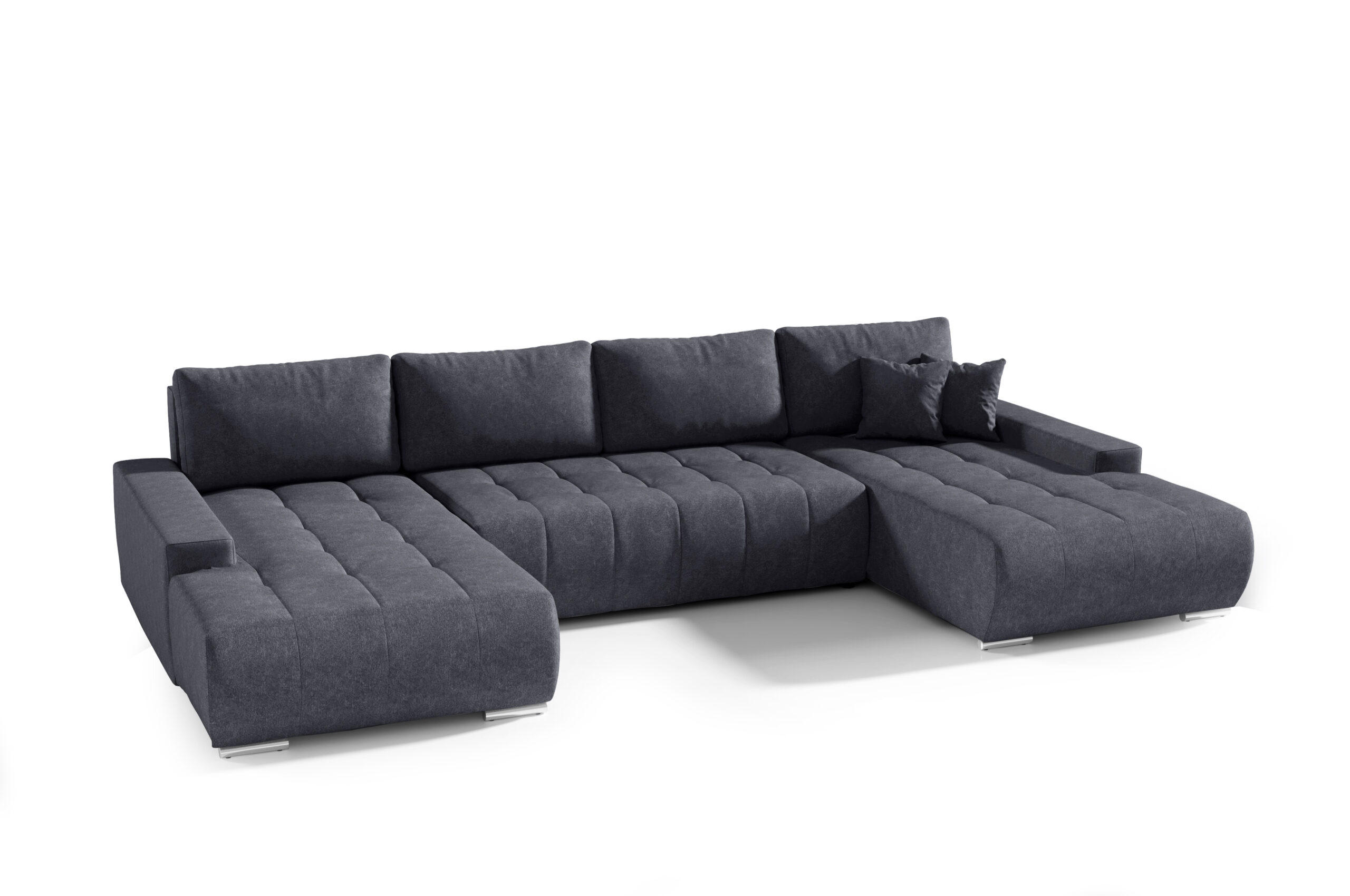 ECKSOFA U Form Bonari U, Dunkelgrau - Graphitfarben, Textil (185/85/350cm) - Meblito