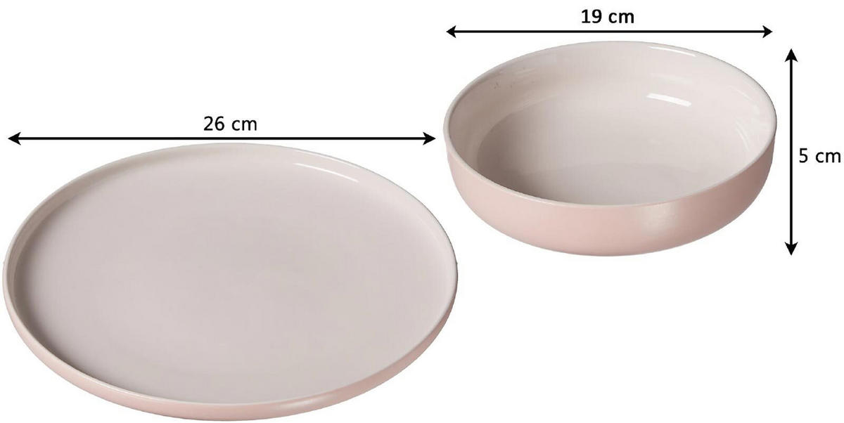 TAFELSERVICE Jasper rosa 8er Set - Robinienfarben, Keramik (1/1/1cm) - Ritzenhoff Breker