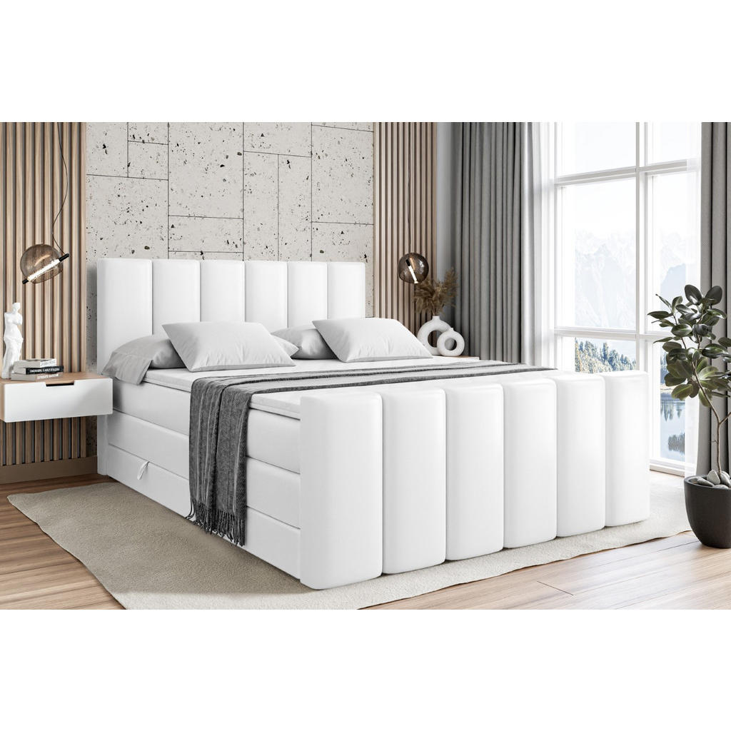 Thumbnail - Altdecor Boxspringbett, Weiß Hochglanz, Holzwerkstoff, Höhe ca. 20 cm, 180x200 cm, Schlafzimmer, Betten, Boxspringbetten