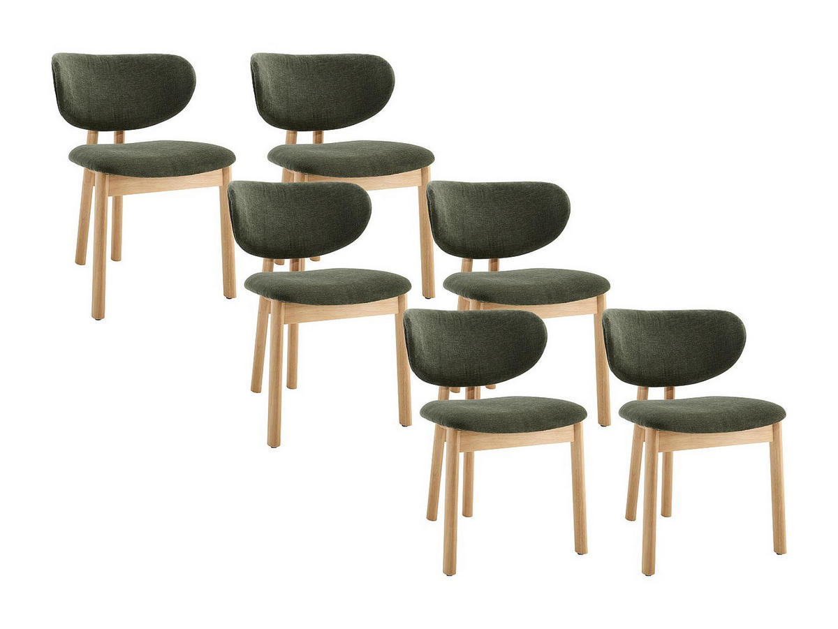 6ER-SET Stühle - Stoff & Kautschukholz - Grün - FALDRA - Grün, Textil (61.5/76/50cm) - Vente-Unique