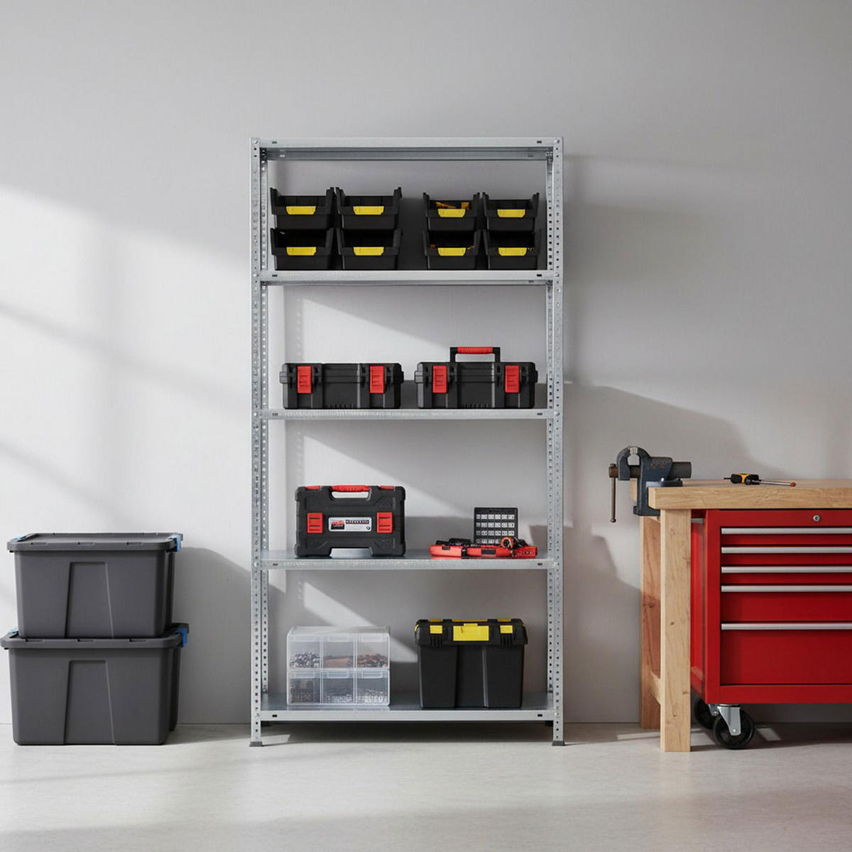 SCHRAUBREGAL PANDA TALL | HxBxT 200x100x30cm | 5 Fachböden | Fachlast 100kg | Verzinkt - Silberfarben, Metall (100/200/30cm) - PROREGAL