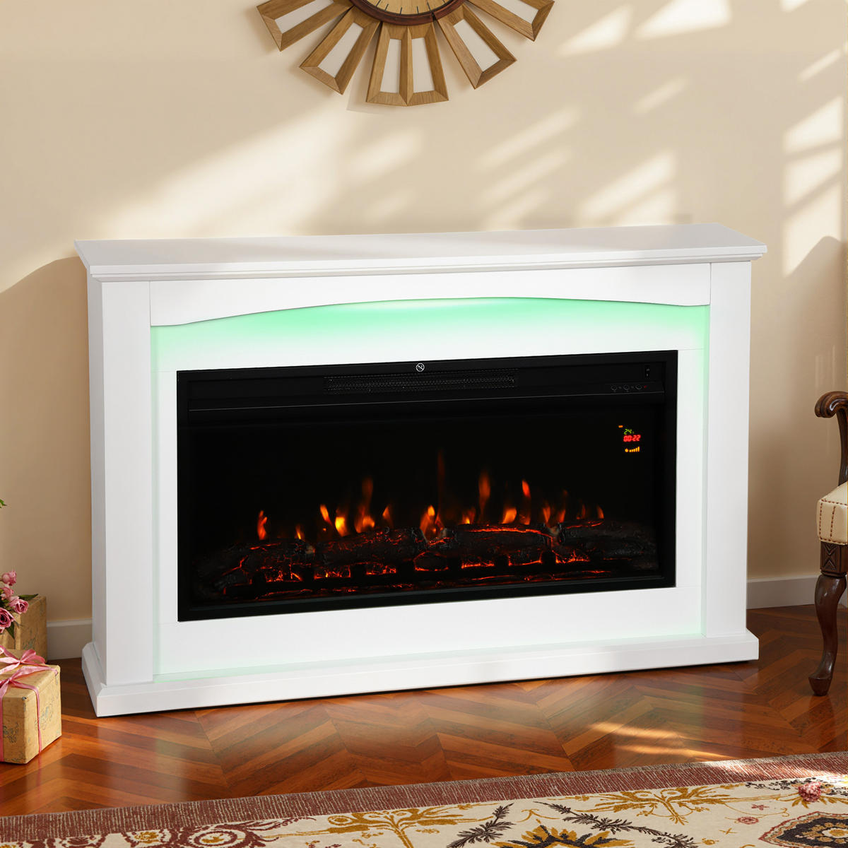 ELEKTROKAMIN DE-17067 1000/2000 W mit 5 Helligkeiten Weiß - Weiß, Holzwerkstoff (121/77/25cm) - ComfortXL