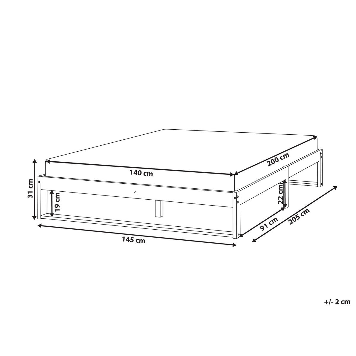 BETT ohne Kopfteil 140/200 Kiefernholz Hellbraun Talairan - Hellbraun/Braun, Holz (140/200cm) - Beliani