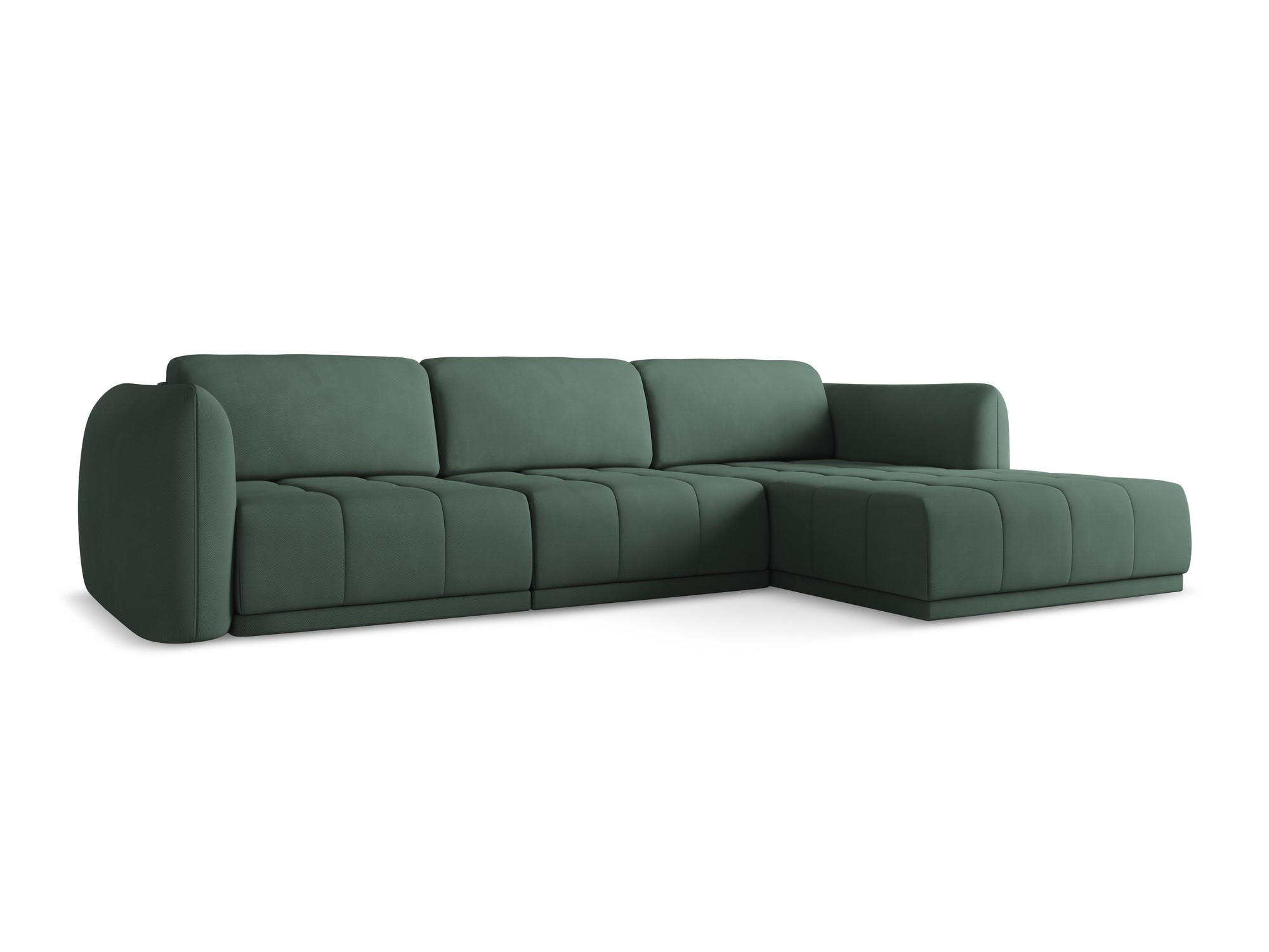 ECKSOFA Rechts Chenille Stoff Grün - Schwarz/Grün, Kunststoff/Textil (290/170cm) - Makamii