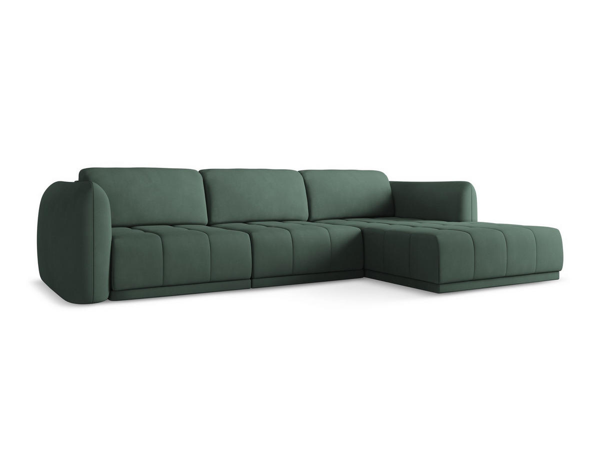 ECKSOFA Rechts Chenille Stoff Grün - Schwarz/Grün, Kunststoff/Textil (290/170cm) - Makamii