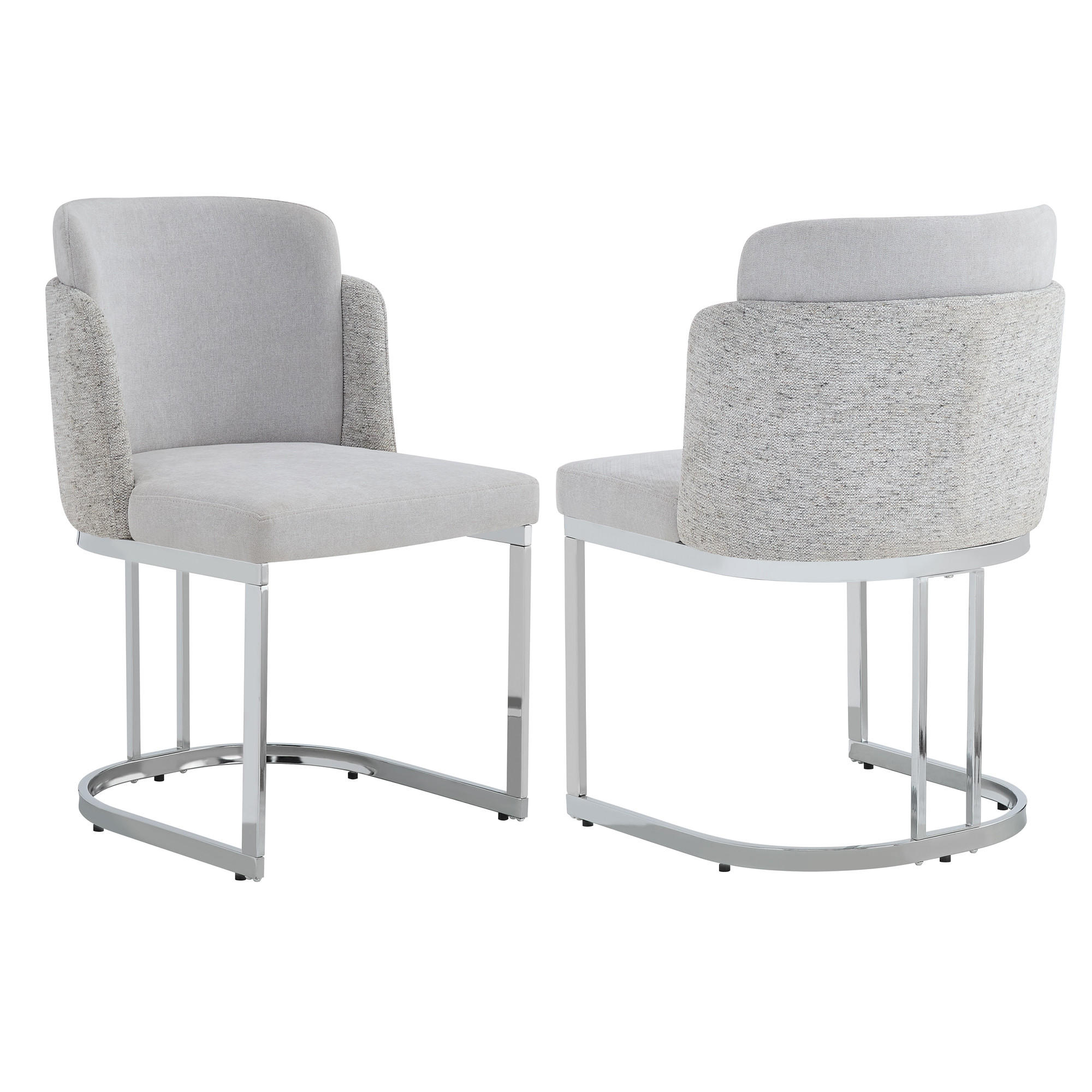 ESSZIMMERSTUHL 2er Set Chenille Hellgrau Silber Modern - Grau, Textil (61.5/86/53.5cm) - FLIEKS