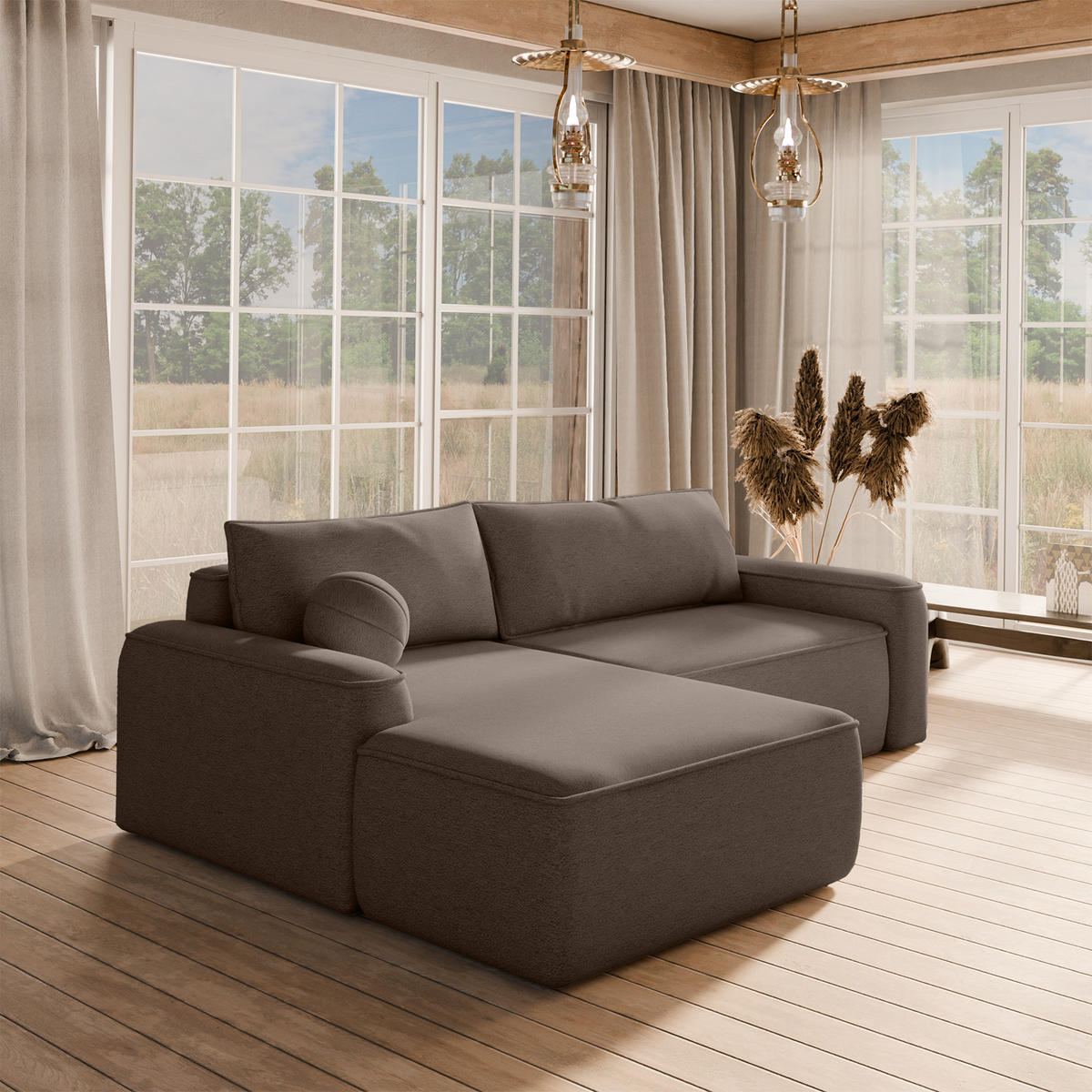 ECKSOFA OTATTI mit Schlaffunktion, Braun - Braun, Textil (245/160cm) - Fedve