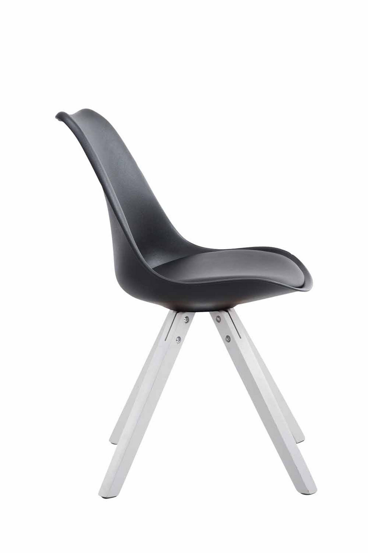 STUHL Lederlook schwarz - Schwarz/Weiß, Holz/Textil (47.5/83/55.5cm) - CLP
