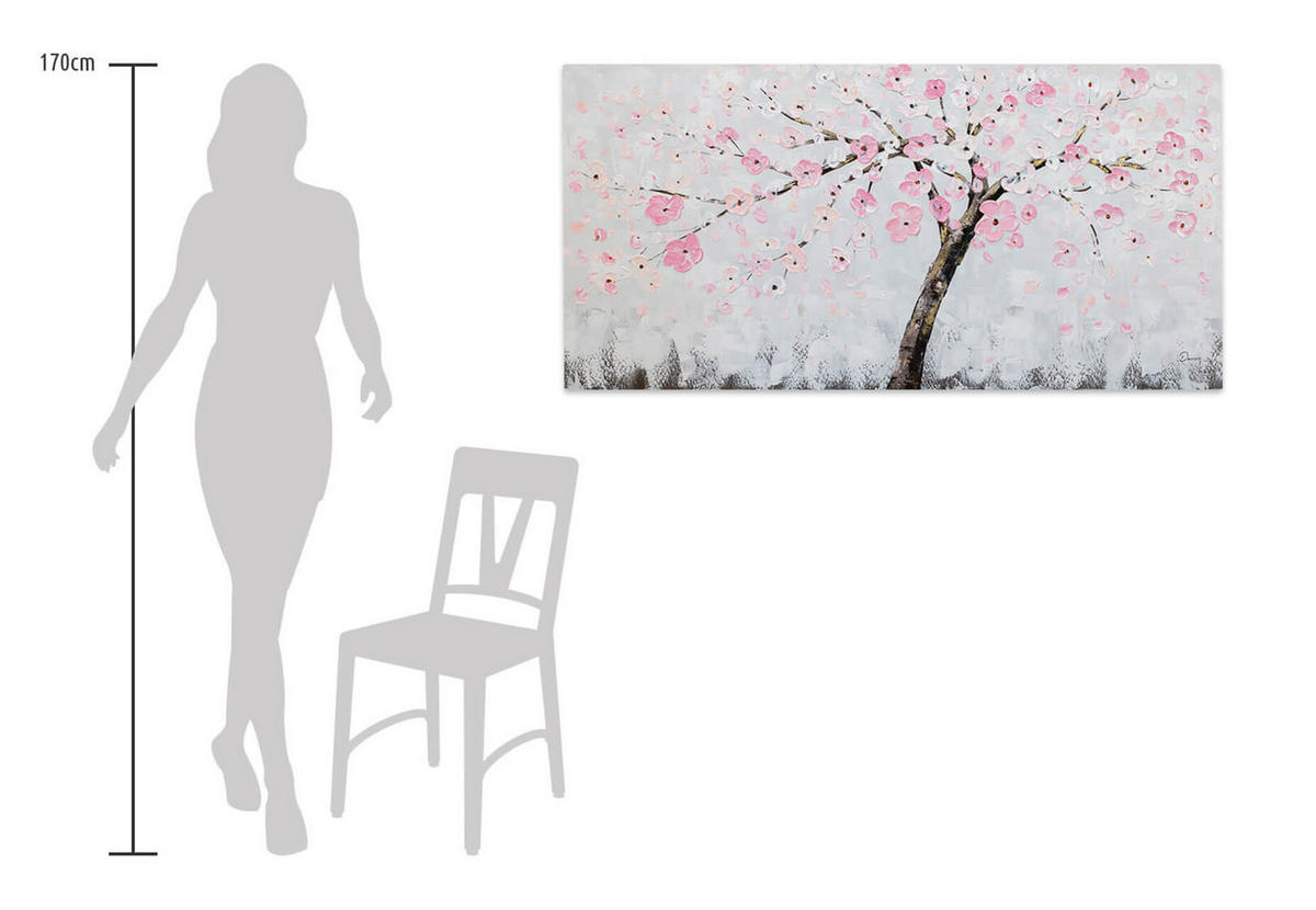 ACRYLBILD HANDGEMALT 120/60 cm - Pink/Grau, Holz/Textil (120/60cm) - KUNSTLOFT