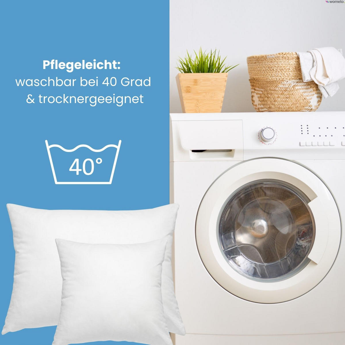 FEDERKISSEN 4er Set 100% Federn 55/55 cm Bezug aus 100% Baumwolle - Weiß, Textil (55/55cm) - wometo