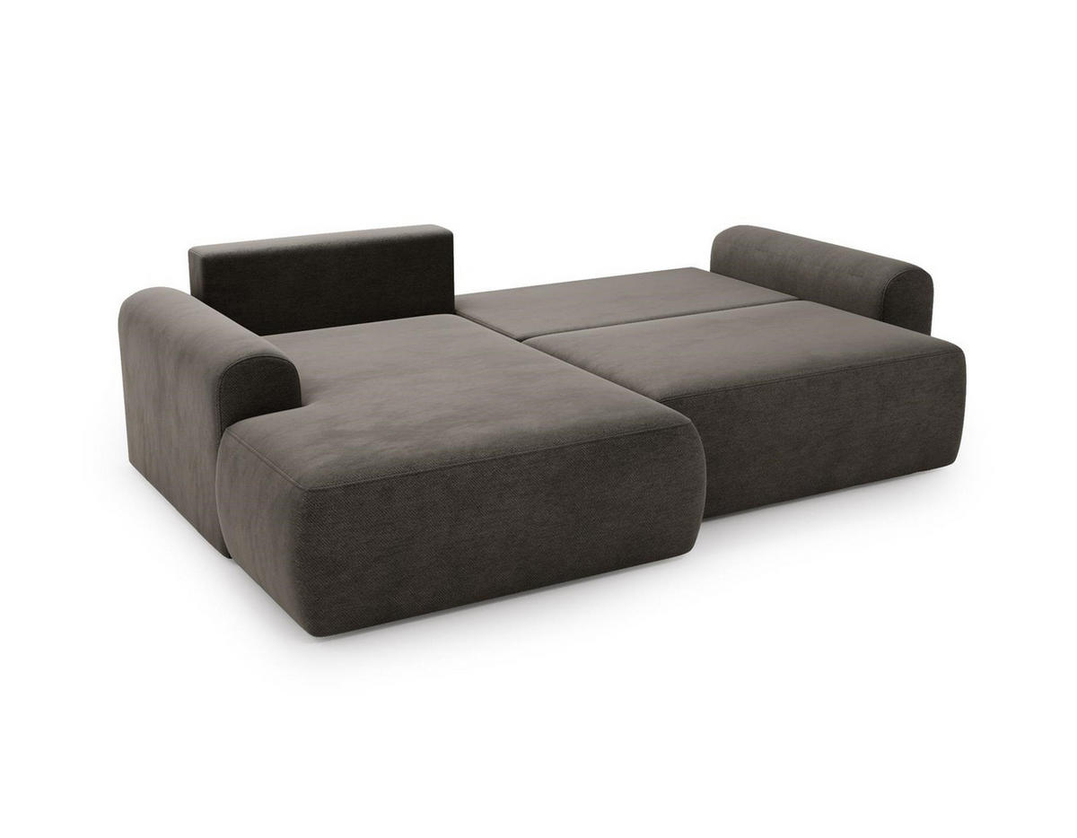 ECKSOFA Aurora Grau, mit Schlaffunktion in Vena Stoff, linke seite - Grau, Holzwerkstoff/Textil (257/177cm) - Bettso