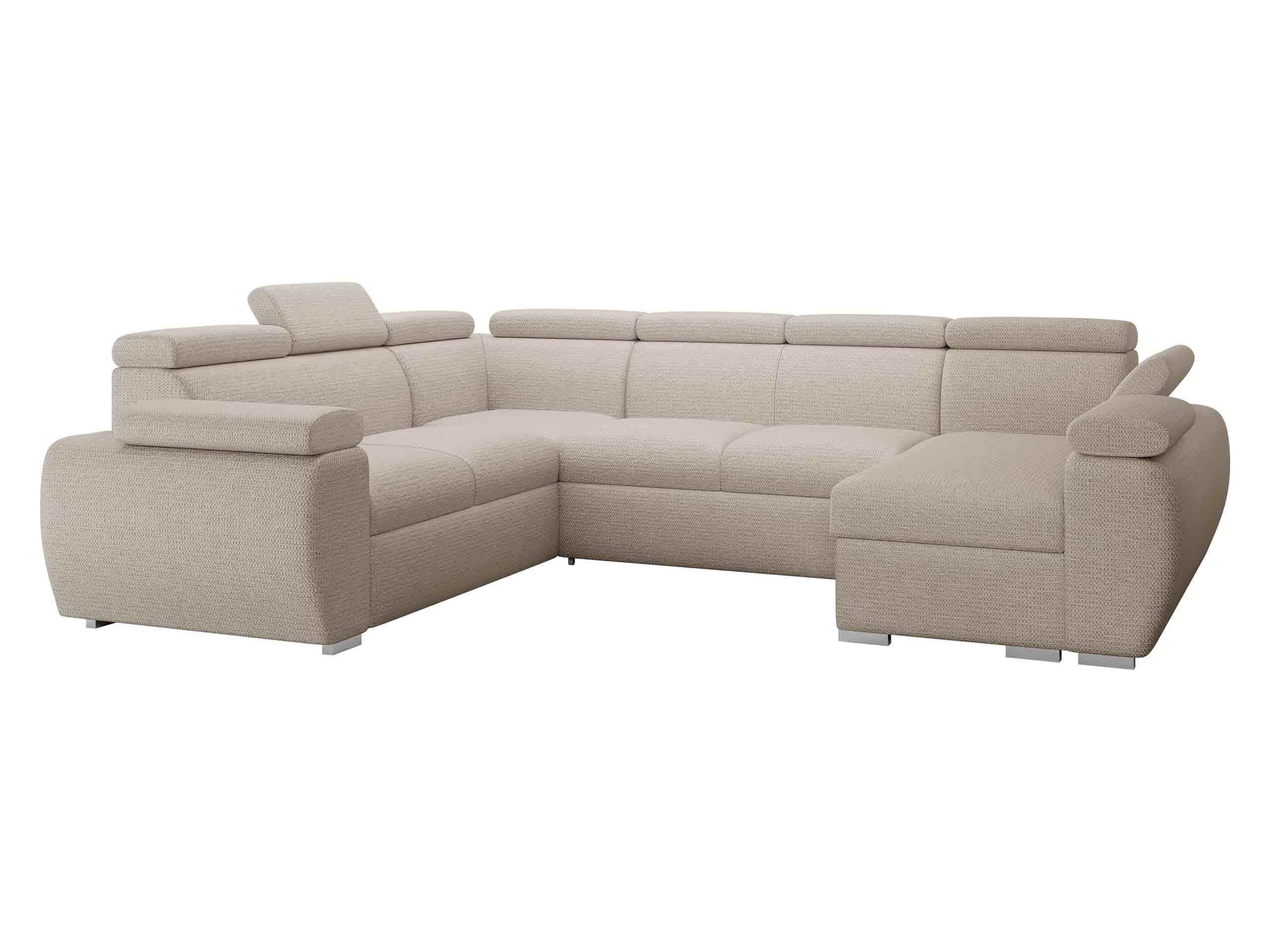 WOHNLANDSCHAFT Boston U, Seite: Rechts - 2R+R+2P+LC - Chromfarben/Creme, Holz/Textil (325/98/260cm) - MIRJAN24