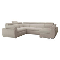 WOHNLANDSCHAFT Boston U, Seite: Rechts - 2R+R+2P+LC - Chromfarben/Creme, Holz/Textil (325/98/260cm) - MIRJAN24