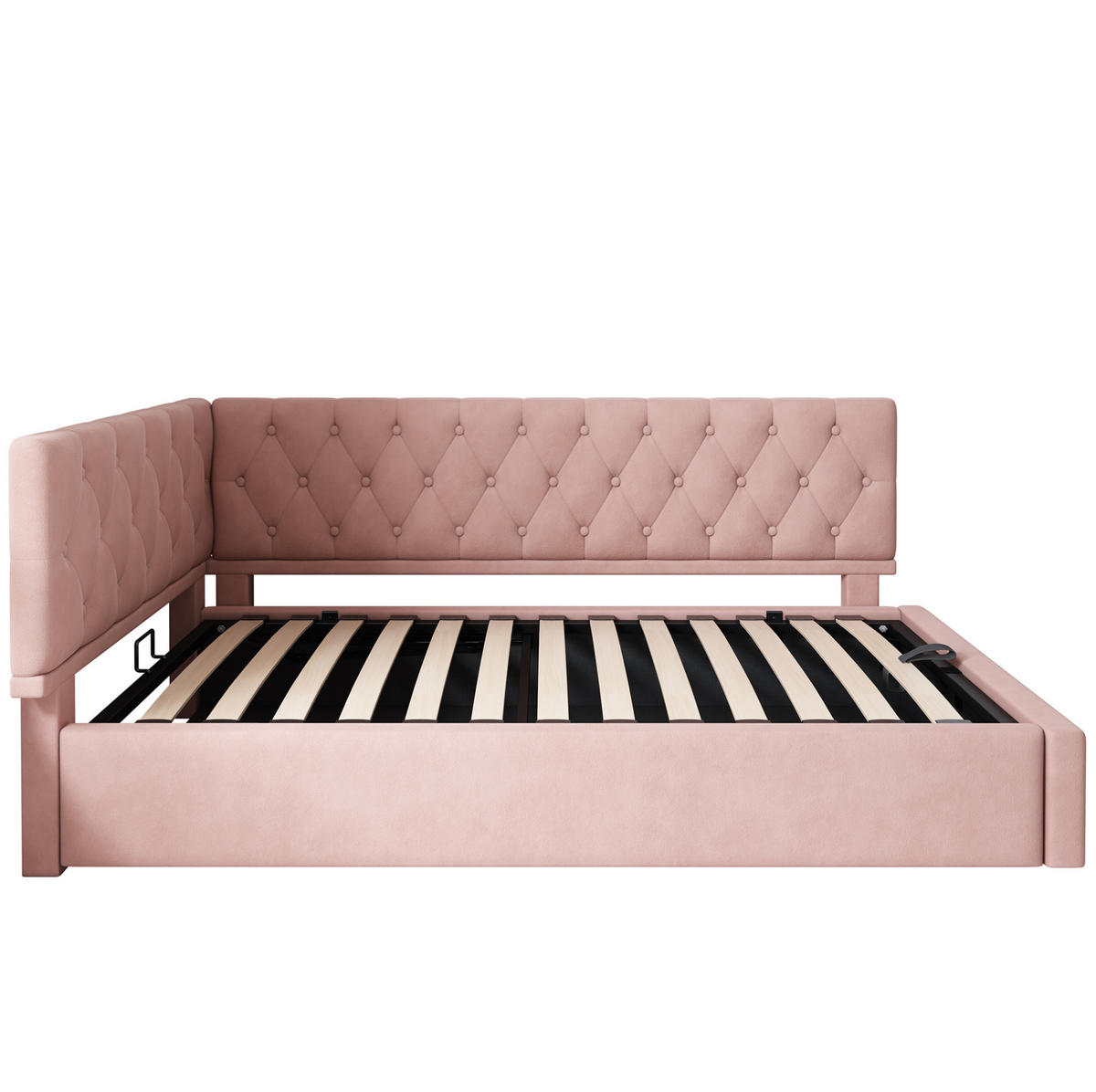 KINDERBETT Polsterbett 90/190 cm aus Samt mit hydraulischem Stauraum Rosa - Rosa, Textil (90/190cm) - Modenvie