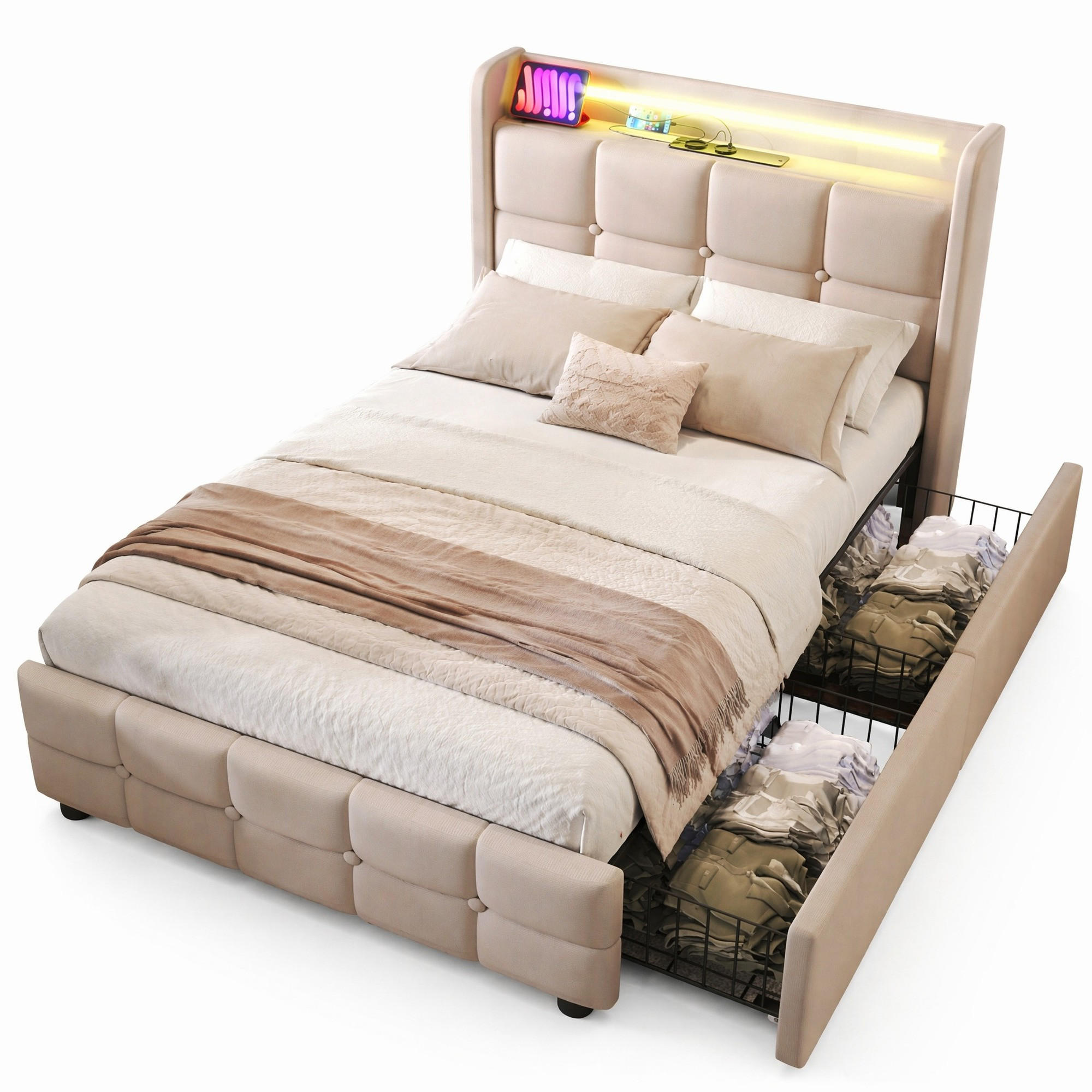 Chicfurn Polsterbett Beige 90x200 cm
