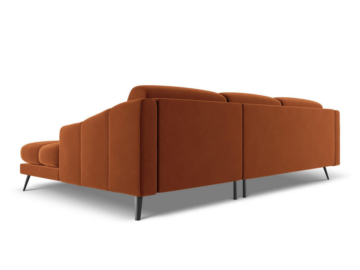 ECKSOFA Rechts Samt Stoff Orange - Terra cotta/Schwarz, Textil/Metall (264/160cm) - Makamii