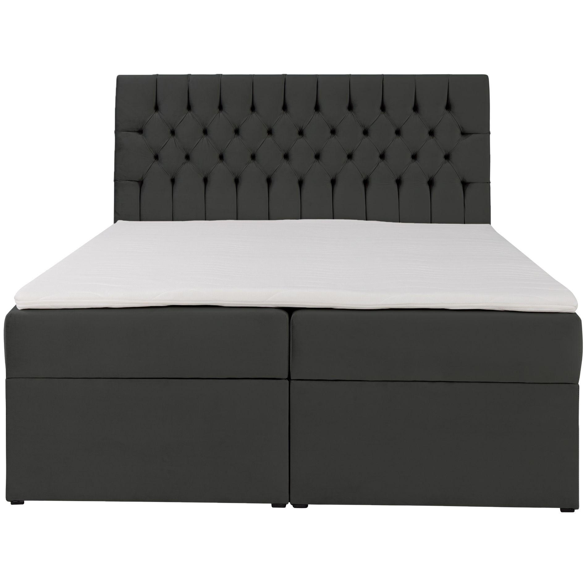 BOXBETT Daissy Dunkelgrau Samt 180x200 cm - Dunkelgrau, Textil (180/200cm) - Selsey