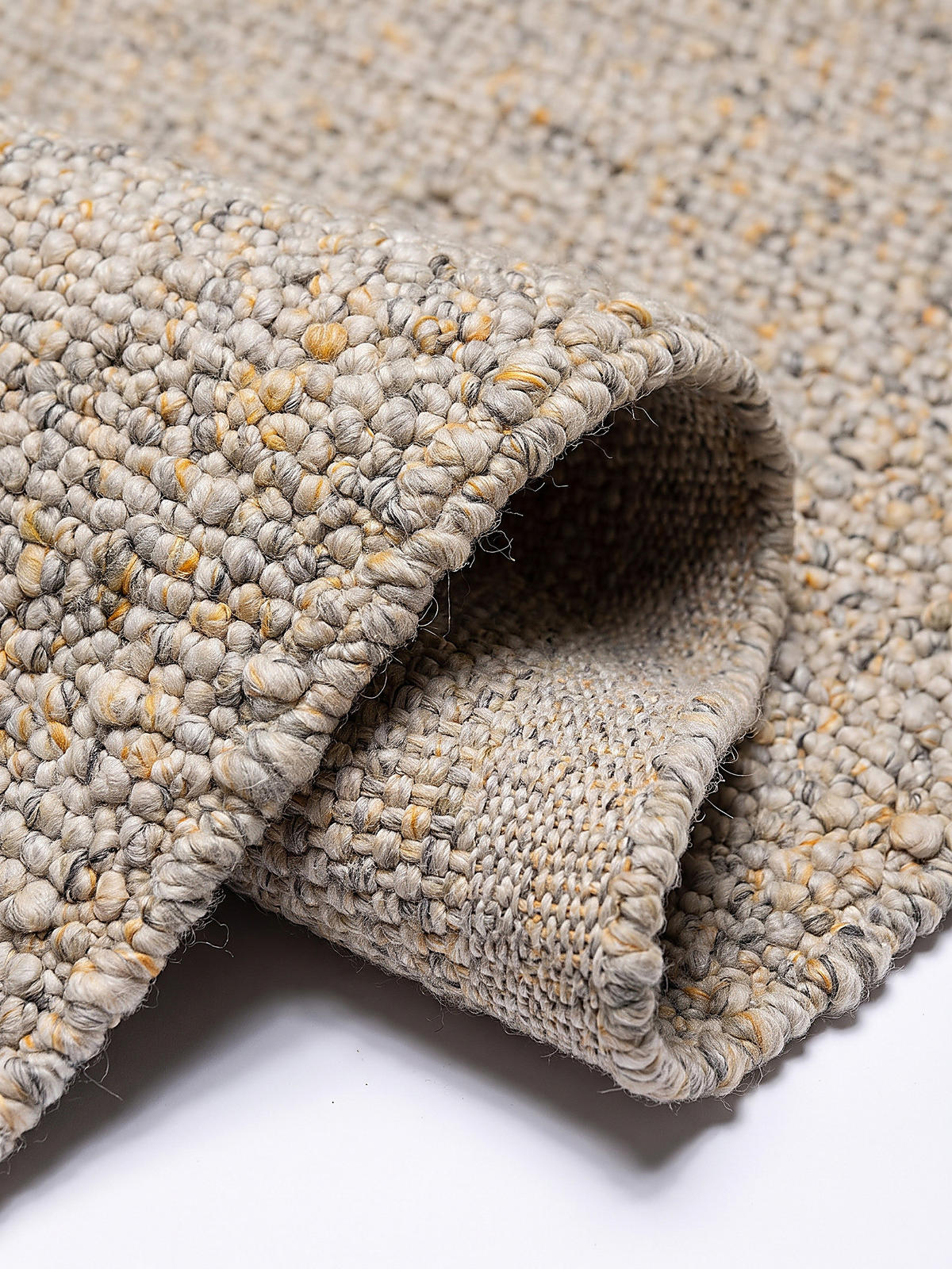 TEPPICH Kurzflor, handgewebt, GLAVEN, in Gelb-Grau, Bouclé-Struktur, 120 x 170 cm - Gelb, Textil (120/170cm) - KADIMA DESIGN