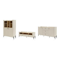 WOHNWAND SOVI A 3-teilig in Macadamia / Eiche Mavelie - Eichefarben/Beige, Holzwerkstoff (440/151/42cm) - Deine Möbel 24