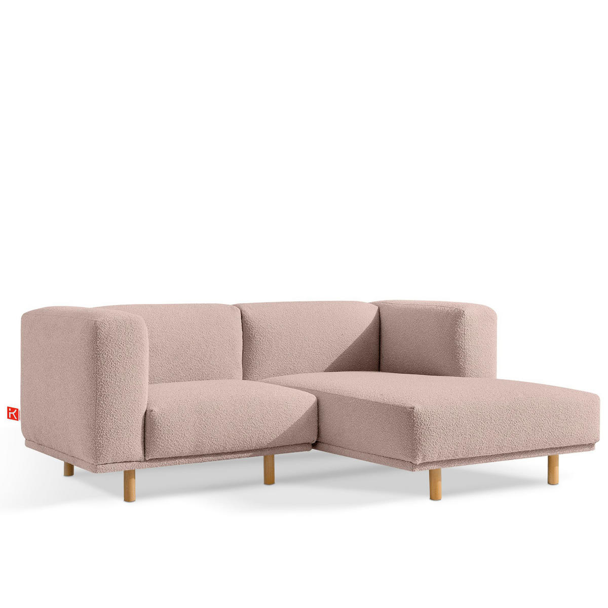 ECKSOFA-RECHTS FOSERO, Bouclé - Pink/Buchefarben, Holz/Holzwerkstoff (204/155cm) - KONSIMO®