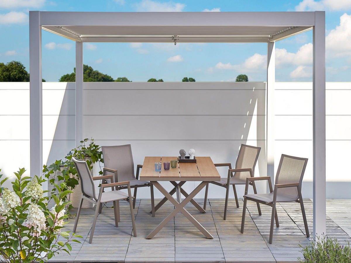 GARTENMÖBEL-SET 4-Sitzer Grau Tiano - Hellbraun/Grau, Metall - Beliani