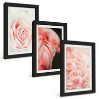 BILDER SET 3er Set - 20x30 cm Schwarzer Rahmen - Zartrosa Flamingos - Schwarz, Kunststoff (20/30cm) - TULUP