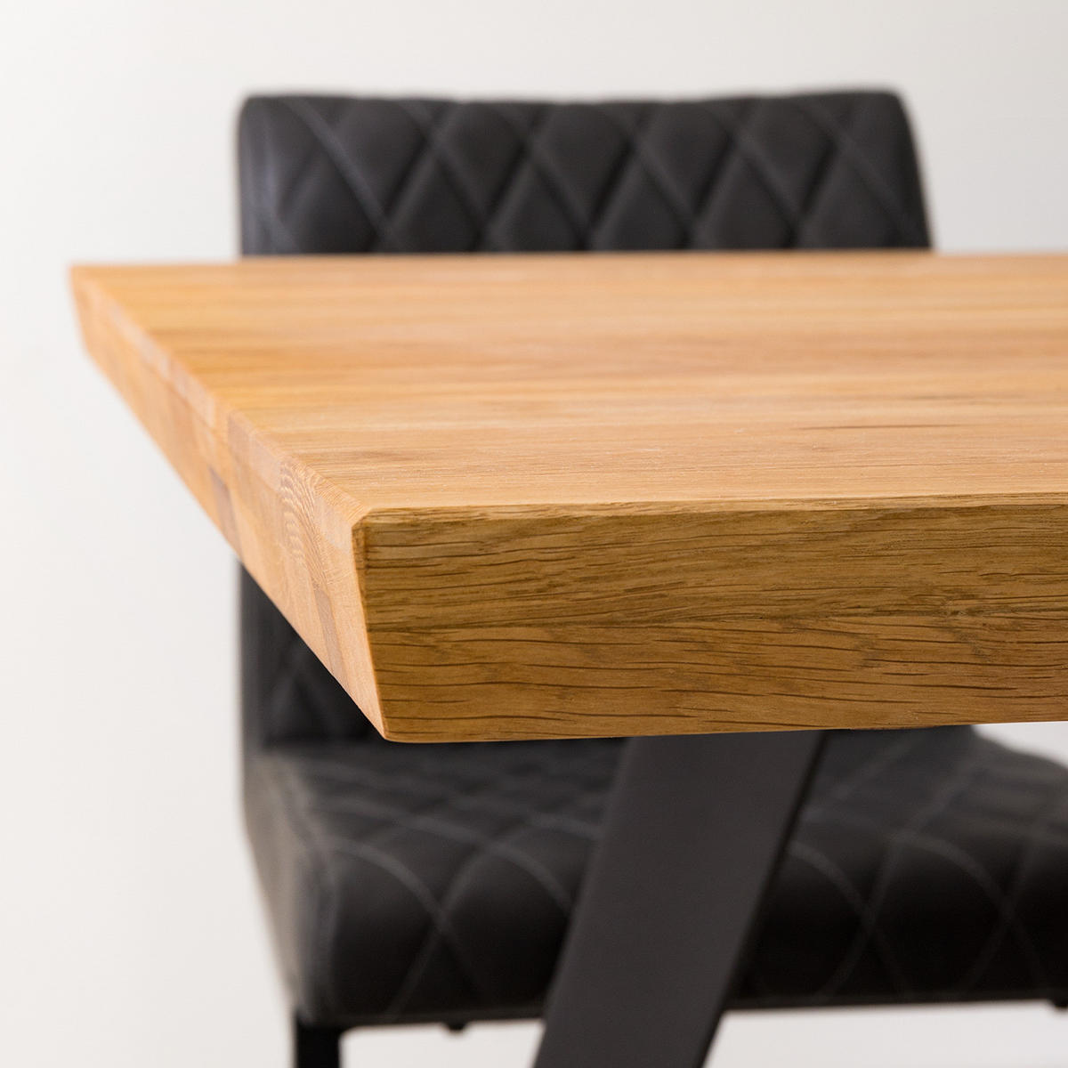 ESSTISCH - Eiche massiv / Metall - Eichefarben/Schwarz, Holz (90/180/77cm) - home24