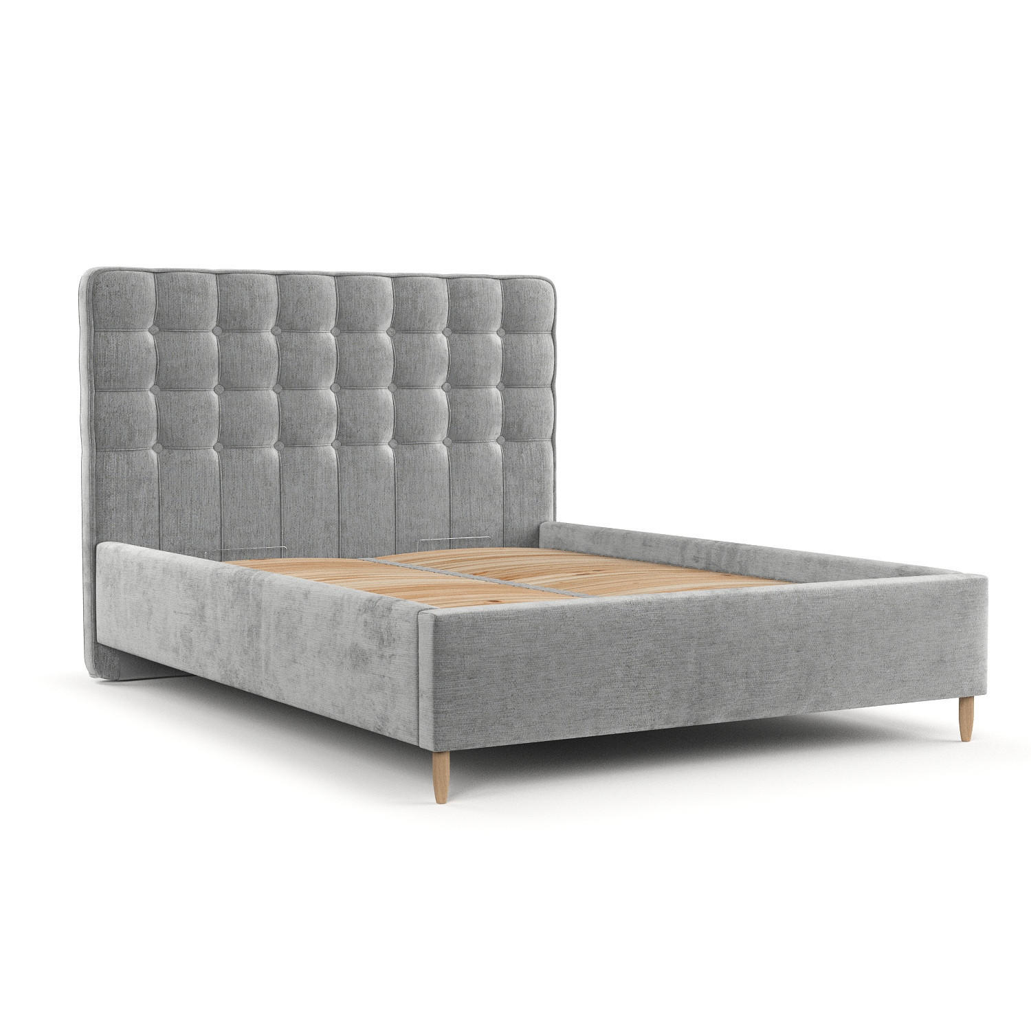 POLSTERBETT Paloma 180/200 cm Hellgrau im Lotta Stoff - Hellgrau/Naturfarben, Holz/Holzwerkstoff (180/200cm) - AltaBeds